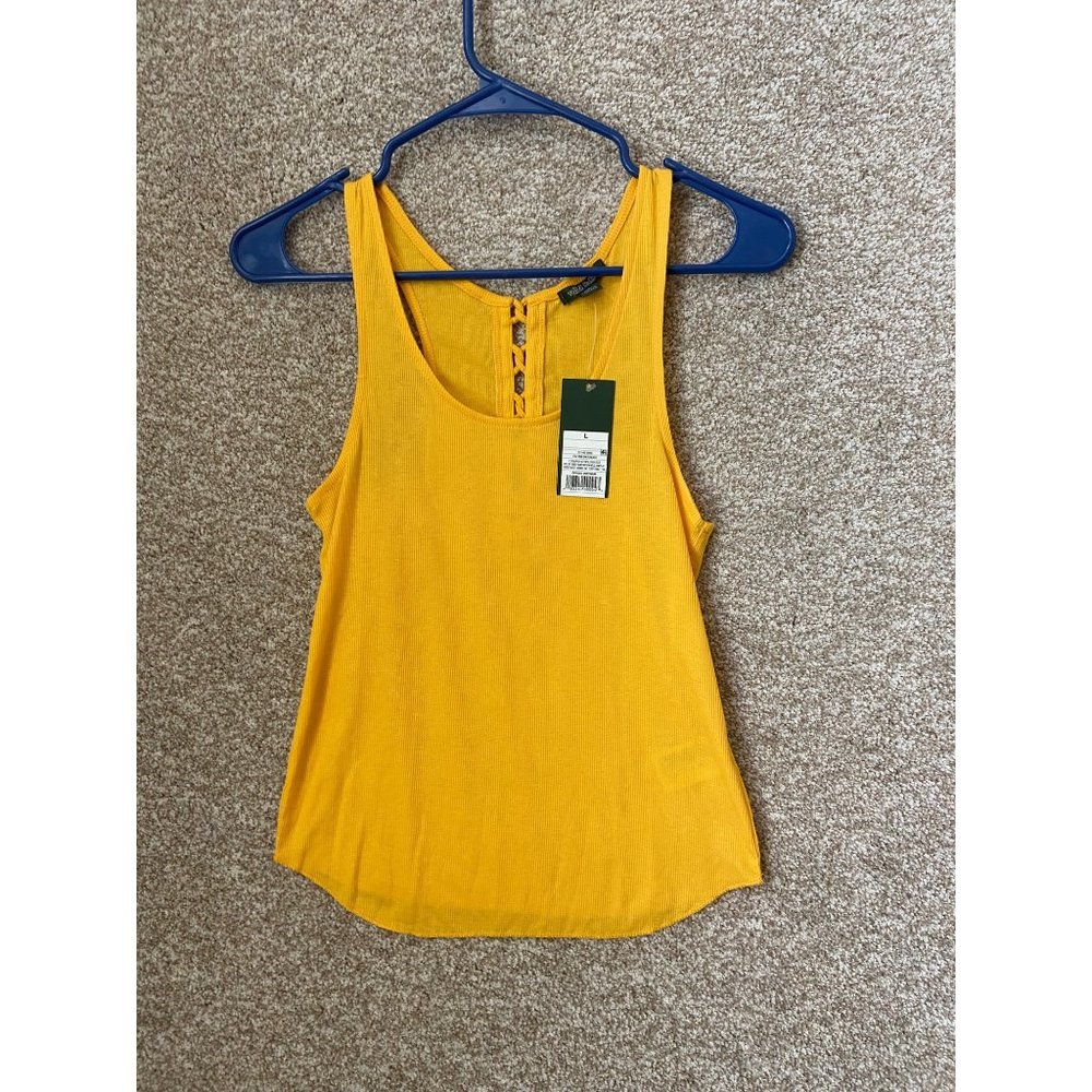 Wild Fable Juniors Youth Fig Yellow Knit Tank Top Shirt Size Large